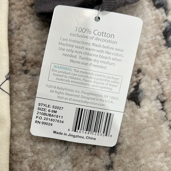 NWT Hudson Baby Set of 3 Union Suits (6-9M) - Picture 4 of 5